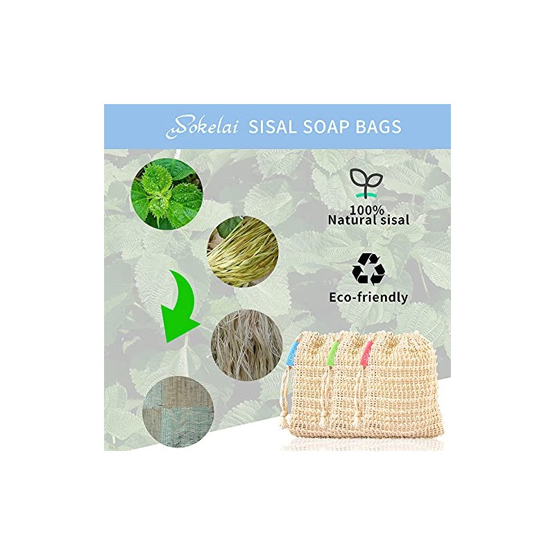 6 bolsas de jabón de sisal natural, bolsas de jabón