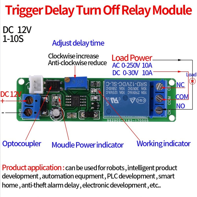 DC 12V Timer Module,Adjustable Timer Delay Turn Off Module Timing