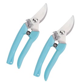 2pcs Garden Flower Shears Pruning Shears 6.9 inches Scissors Heavy Duty Plant Scissors for Cutting Flowers, Trimming Plants, Bonsai, Fruits Picking (Blue Handle 2pcs)