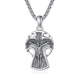 KINGWHYTE Jesus Cross Necklaces for Men,925 Sterling Silver Jesus Celtic Cross Amulet Pendant Necklace,Protection Jewelry Religious Gifts for Men Women