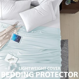 Cathay Home Single Flat Sheet, Queen (90" x 102"), Aqua