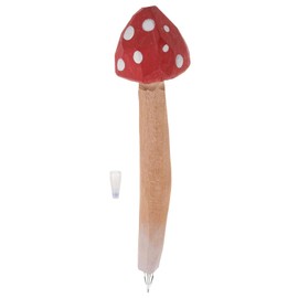 Tofficu Creative Handmade Wooden Mushroom Ballpoint Pen, Handmade Wood Carved Pen for Students and Office Use, Unique Engraved Design, Eco-Friendly Wood Material, Perfect for Writing and Gifting