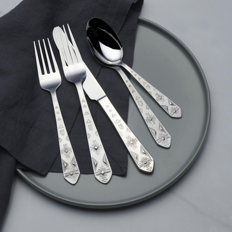 Towle Everyday Pueblo 20-Piece Stainless Steel Flatware Set, Service for
