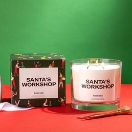 Homesick Santa’s Workshop Christmas Scented Candle - 26 oz Sandalwood & Fresh Snow Scented Holiday Candle, Soy Wax Blend Christmas Decor Gifts for Men & Women, Family, Friends