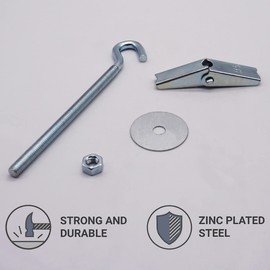 Marcopol (Pack of 2 pcs) Wing Spring Toggle Hooks M6, Plasterboard Ceiling Hook, Bolt Hook for Hanging Lamps,Plants, Wall Fixing (2 pcs, M6)