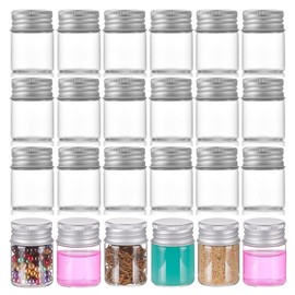 Rliocvhe 24 Stück 15ml Kleine Glasflasche,Reagenzgläser mit Schraubverschluss,Bonbonflasche mit Aluminiumschraubverschluss,Leere Probengläser Probenfläschchen, für Beads Süßigkeiten Gewürze Flüssig