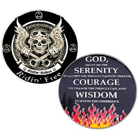 AA "Ridin' Sober Ridin' Free" Medallion, Alcoholics Anonymous Chip, Recovery Coin, Biker Token