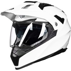 ILM Off Road Motorcycle Dual Sport Helmet Full Face Sun Visor Dirt Bike ATV Motocross Casco DOT Certified Model 606V(White, L)