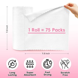 SOOWASH Microfiber Cleaning Cloths Roll, 75 Pack Tear Away Microfiber Towels Roll, 12" x 12" Lint Free Rags, Reusable Cleaning Cloths, Washable, Scratch Free,Ultra Absorbent Dish Rags(White)