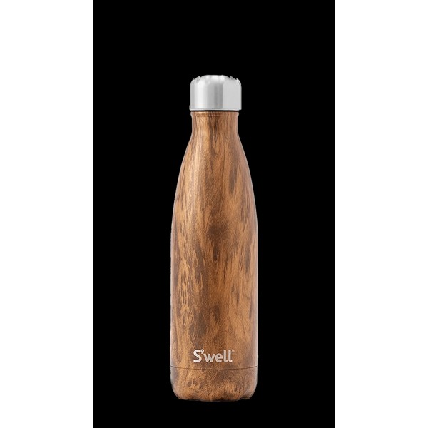 S'well Bottle Wood Collection Stainless Steel Water Bottle Teakwood, 17 oz