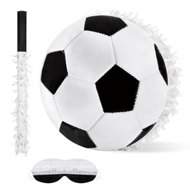 LIHAO 3PCS Soccer Pinata for Birthday Party Sports with Stick Blindfold, Soccer Ball Piñata for School Sports Bridal Shower Party Decorations Supplies