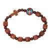 Carlo Acutis Stretch Rosary Bracelet, 9mm Brown Wood Beads, Photo
