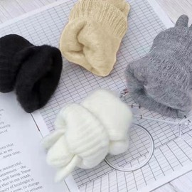 JiaYouLC 2 Pairs Women Soft Lining Thermal Gloves Adult Winter Warm Knitted Touch Screen Knitted Gloves for Running Skiing Cycling (Black + Beige, One Size)