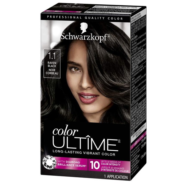 Schwarzkopf Color Ultime Hair Color Cream, 1.1 Raven Black (Packaging May Vary)