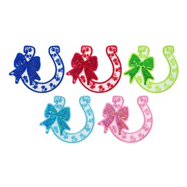 5 Pcs Sequin Horseshoe Patch with Bow Iron on Glitter Applique for Western DIY Shirt Bag Hat DecorationColor: #1, Size: 5pcs/set