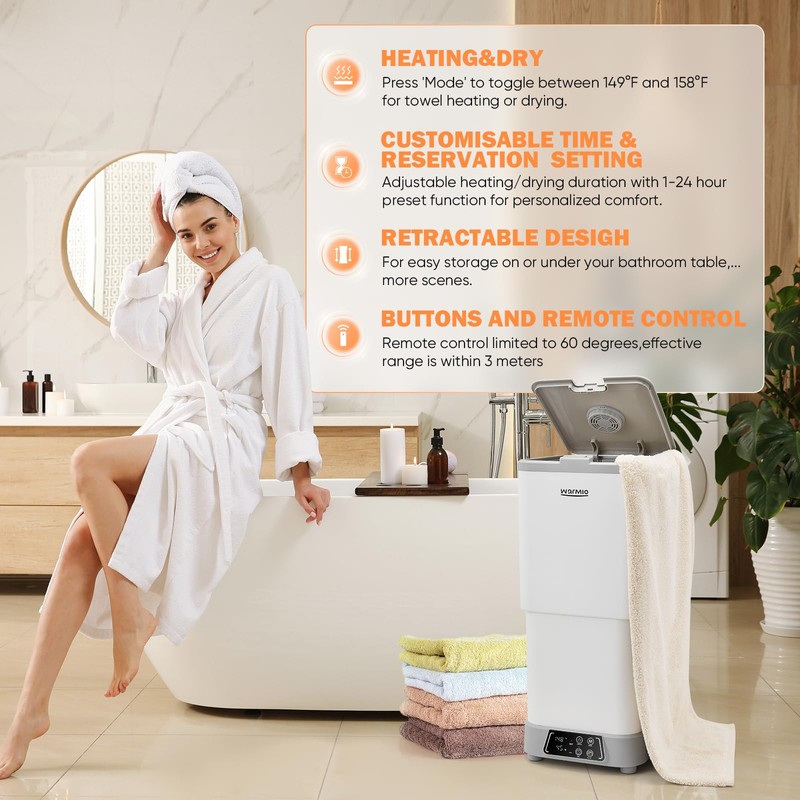 Warmio 30L Towel Warmer,Large Luxury Towel Warmer, Hot Bath Towel