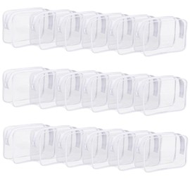 YOQIVEXU 18 Pieces Clear Cosmetics Bag, TSA Approved Toiletry Bag for Travel, Clear PVC Zippered Makeup Pouch, Waterproof Vinyl Plastic Organizer Case for Vacation Bathroom (White Small)