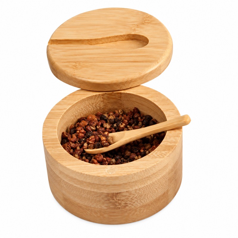 Wooden Seasoning Container for Salt and Spices – Lidded Condiment