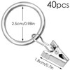 Cisolen 40 pieces curtain ring with clips, curtain rings, stainless