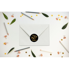 85th Birthday Black Kisses Stickers, (Set of 216) Chocolate Drops Labels Stickers for 85 Birthday, Party Favors Decor for Kisses. Made in USA,