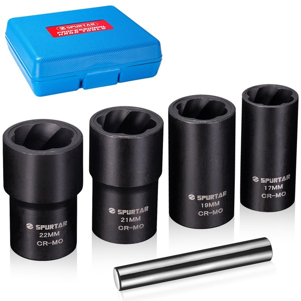 Spurtar 5 Piece Twist Socket Set, Stripped Lug Nut Remover
