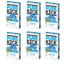 Pure Kick Singles To Go, Jolly Rancher Blue Raspberry, Energy Drink Mix, 6 Sticks Per Box, 6 Boxes (36 Single Servings)