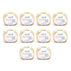 Gründl Eco Cotton Wool (Yarn Made from 100% Organic Cotton, Oeko-Tex® Certified, Easy Care & Washable, 50 g/105 m, Needle Size: 3.50 - 4.50 mm, 10 x 50 g), Sage