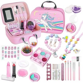 AivaToba Kit de Maquillaje Real para Niñas, Juguete de Maquillaje Lavable y No Tóxico, Regalo de Cumpleaños y Navidad para Niñas de 7 a 12 Años