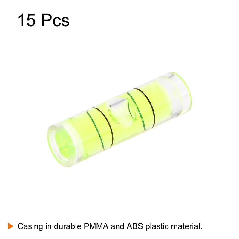 sourcing map 15pcs Small Cylindrical Bubble Level Vials 6x20mm PMMA