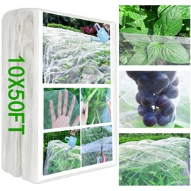 Garden Netting Mesh- 10x50Ft,Plant Covers Protection Ultra Fine Net for Vegetable Plants Flowers Strawberry Crops from Insect Pest Barrier Bug Eating,Insect Netting for Garden