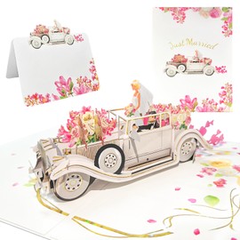 zengreeting Pop-up Wedding Card,3D Just Married Cards for Bride and Groom, Exquisite Wedding Gifts for Daughters, Sister-in-Law, Brother and Best Friends