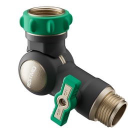 RESTMO Water Hose Elbow, Heavy Duty Full Metal Angle Connector, Inlet 360 Degree Free Rotation, Full Flow Design with Oversized Ball Valve, Outdoor Faucet Extender for RV, Garden Hose, Faucet, Spigot