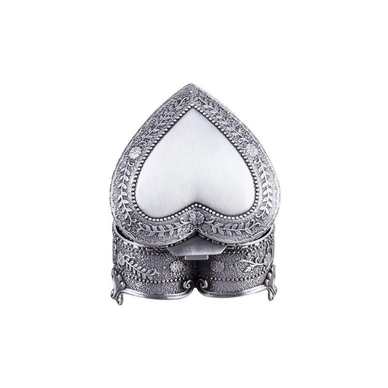 Feyarl Vintage Jewelry Box Heart Shape Engraved Trinket Box Ring