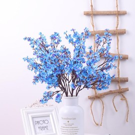 6 PCs Artificial Plum Blossom Flower Bouquet, Beautiful Decoration for Home, Wedding and Party. Decorative Floral - Color: Blue