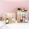 Glass Perfume Organizer Case Gold Cologne Holder with Vanity Tray