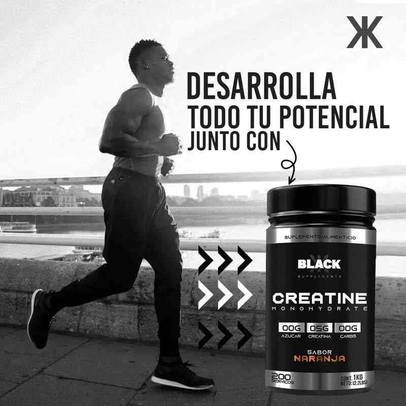 Black Supplements Creatina Monohidratada 1kg 200 Servs