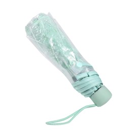 Fdit 1 x Printed Cherry Blossom Pattern Transparent Folding Umbrella, Romantic Modern Princess Umbrella, Strong Aluminium Handle Umbrella (Green)