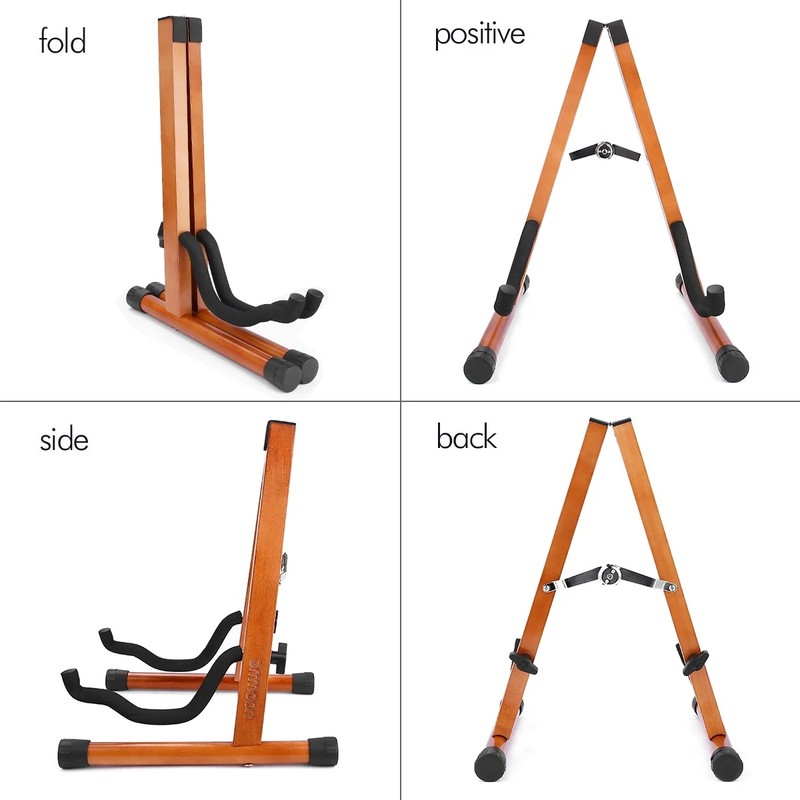 ammoon Portable Solid Wood Guitar Stand Holder Birch Wood Detachable