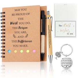 lafo 5 Pcs Leaving Gifts Thank You Gift for Colleagues Women, Employee Appreciation Inspirational Notebook Ballpoint Pen Set, Spiral Kraft Lined Notepad for Nurse Teacher Student Coworker