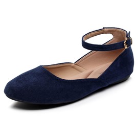 VenusCelia Zapato plano Serenity Strap para mujer, Azul Marino Gamuza, 6 US