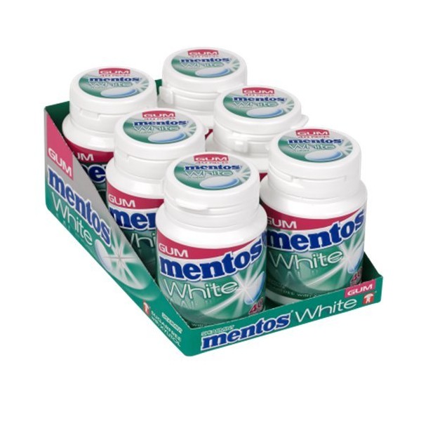 Spearmint Mentos White Sugar Free Chewing Gum - 40 Pieces Tub (Pack of 6)