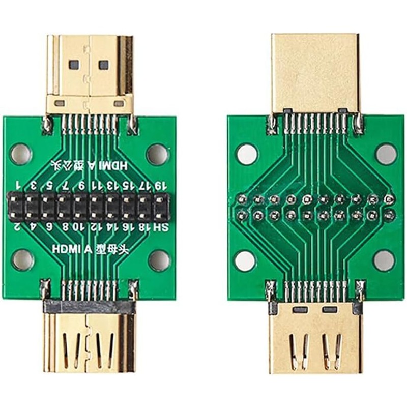 PENGLIN 2PCS HDMI Connector with Test PCB Board,2.54 Pitch 19