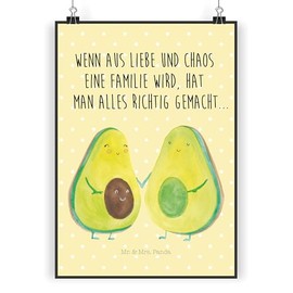 Mr. & Mrs. Panda DIN A5 Poster Avocado Couples - Gift, Poster, Kitchen Poster, Avocuddle, Healthy, Pregnancy, Vegan