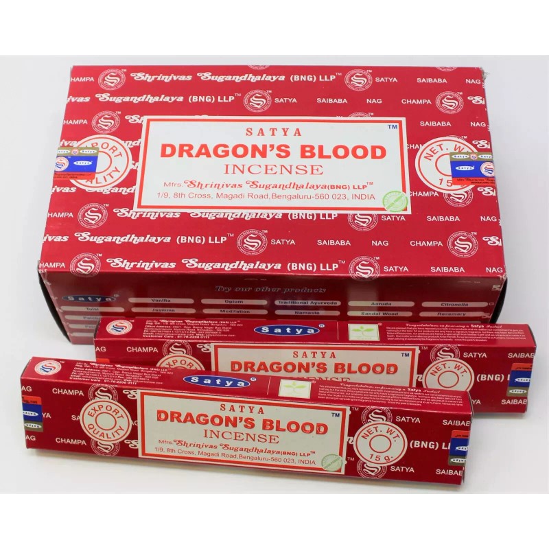 Satya Nag Champa Dragon's Blood Incense Sticks Agarbatti 6 Pack