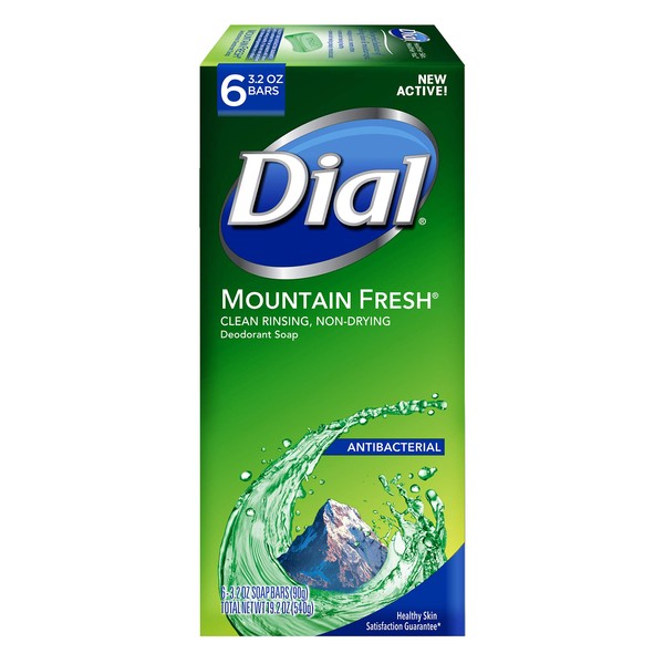 Dial Antibacterial Bar Soap, Mountain Fresh, 3.2 Ounce, 6 Bars