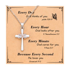 PINKDODO Cross Necklace Christian Gifts for Women 1st First Communion Confirmation Easter Gifts for Girls Adult