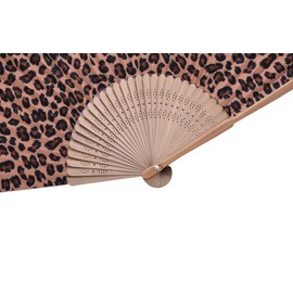Hand Fan Bamboo Leopard Printed Folding Fan Cotton For Party Wedding Gift with Fan Cover