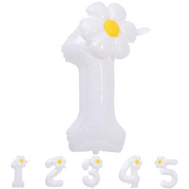 Geburtstag Zahlen Luftballon 1 Jahr, Ballons 1. Geburtstag Blumen, Nummer Party Luftballon, Zahl Folienballons, Gänseblümchen Luftballon Nummer, für Geburtstage, Jubiläum, Babypartys