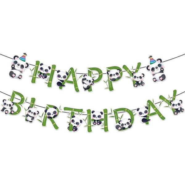 Happy Birthday Banner,Panda Themed Parties Panda Party Decorations,Panda Kids Birthday