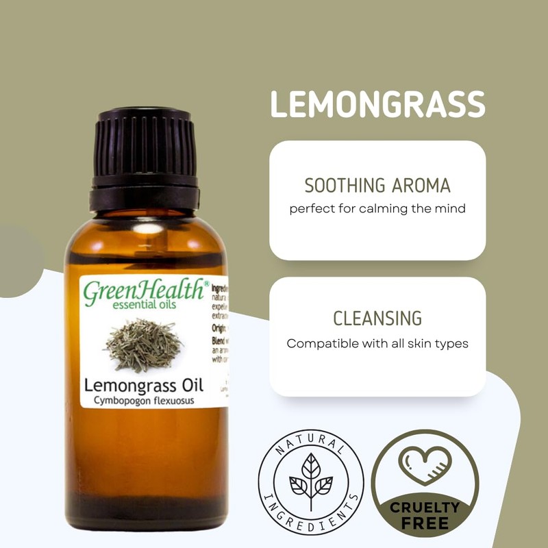 GreenHealth Lemongrass - 8 fl oz (237 ml) Glass Bottle